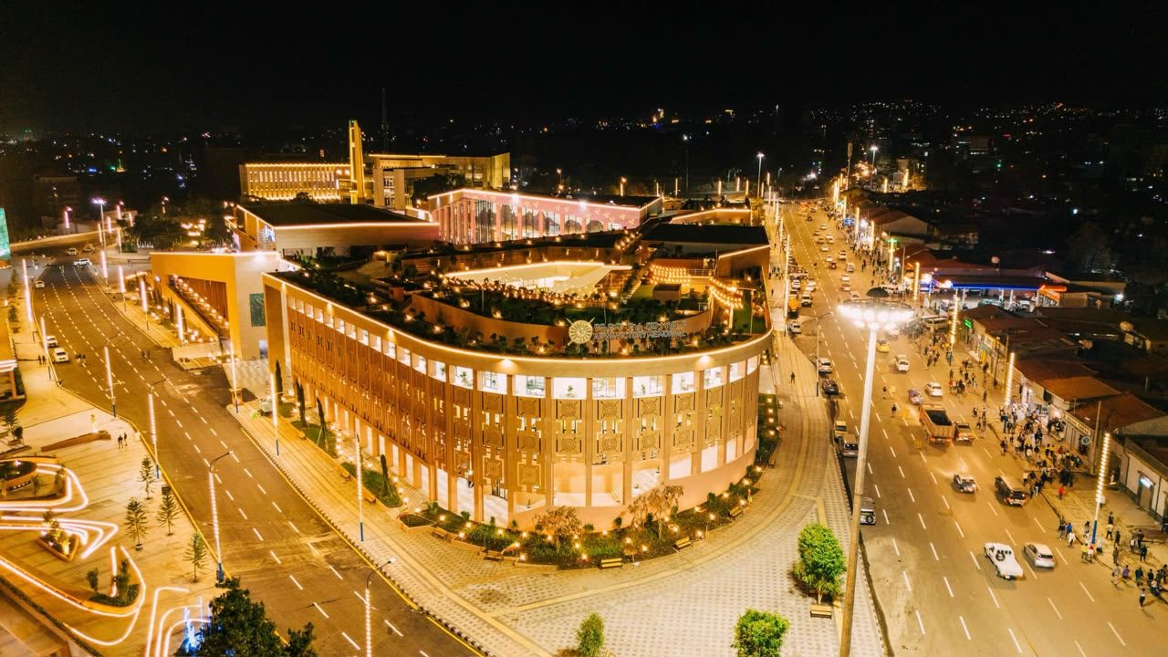 The Adwa Victory Memorial Museum at night, Addis Ababa - host venue for EAHF 2026